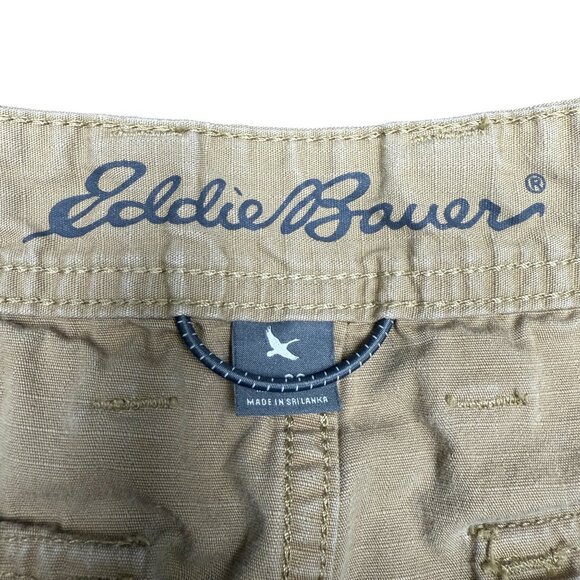 EUC Men's EDDIE BAUER Tan Cargo 11" Shorts Many Pockets | Size 30 - Picture 7 of 10